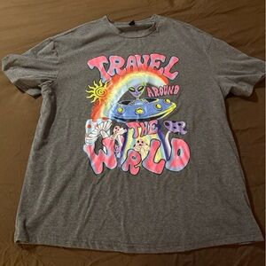 Gray SHEIN Travel Around the World T-Shirt